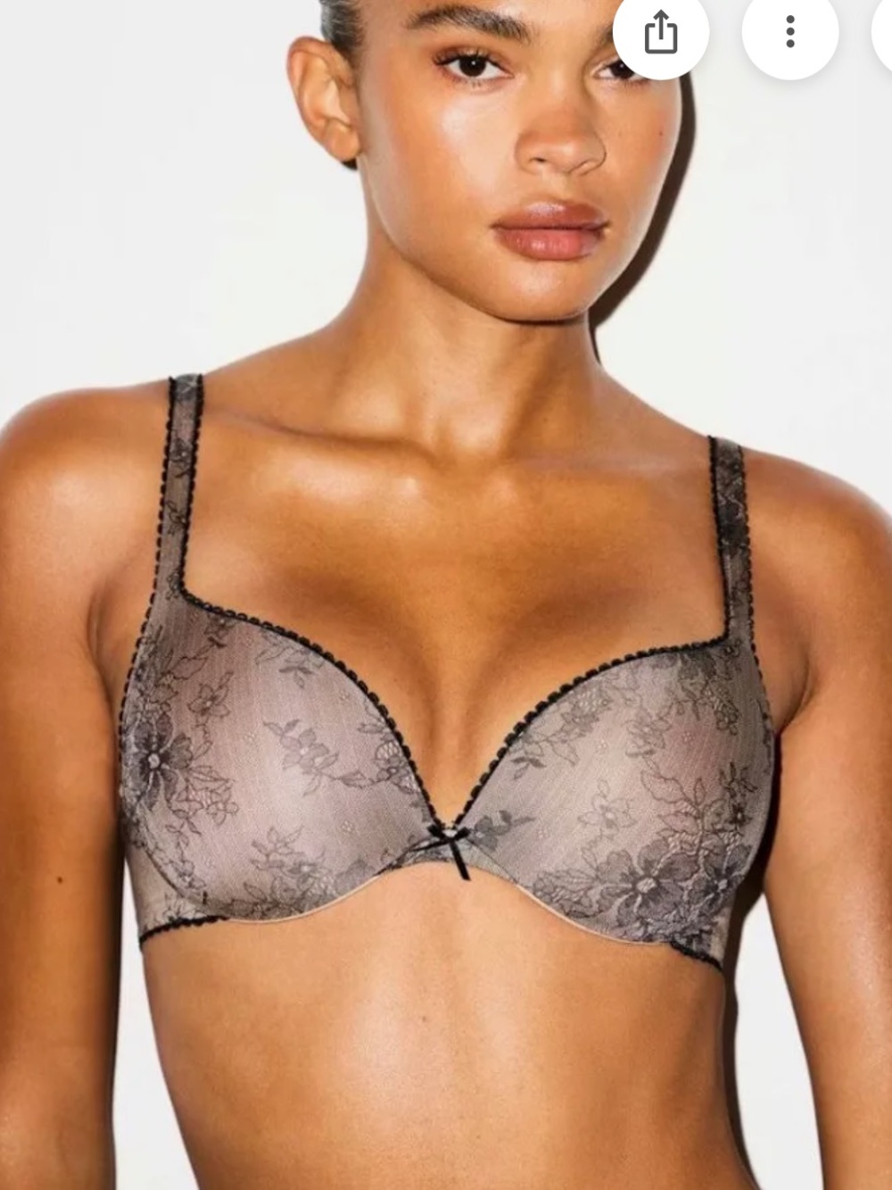 NWT SKIMS Ultimate Picot Push Up Bra in Clay Onyx Lace Print Size 32C - Picture 6 of 8